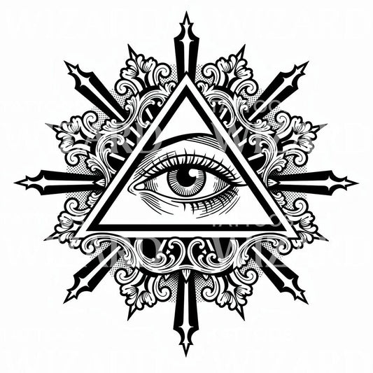 Diseño de Tatuaje Ojo que Todo lo Ve Ornamentado