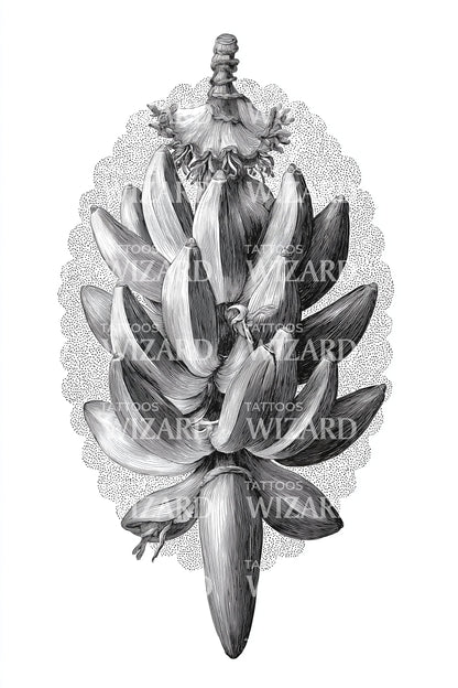 Ornate Banana Flower Tattoo Illustration