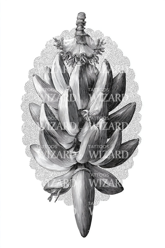 Ornate Banana Flower Tattoo Illustration