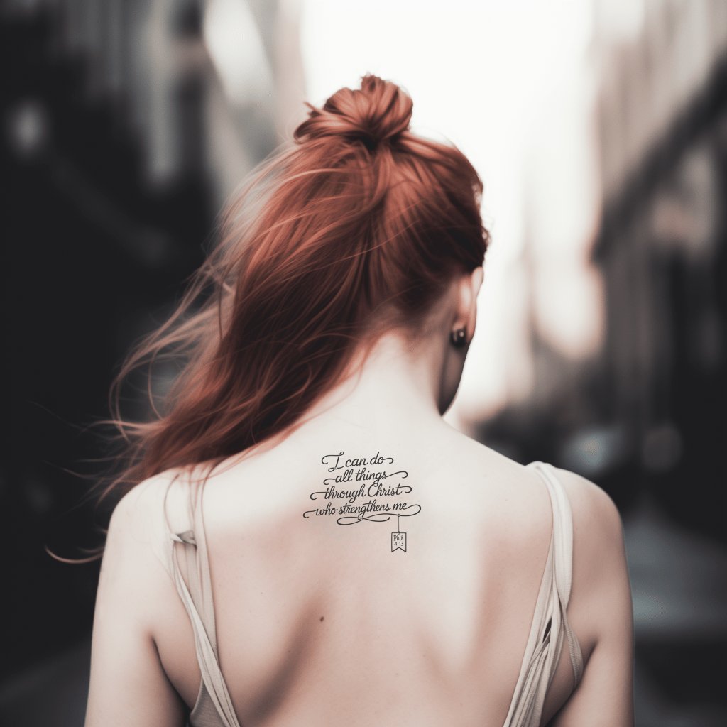 Ornate Banner Verse Tattoo Design