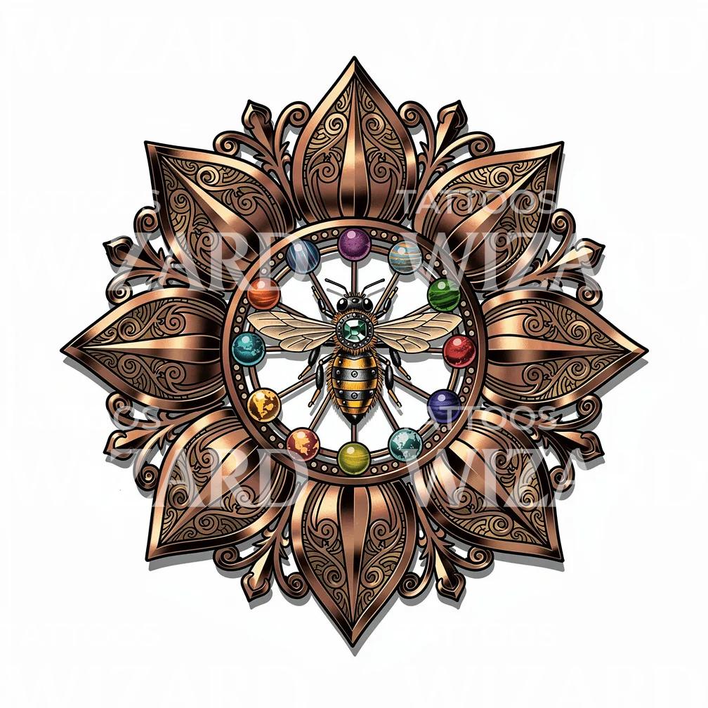 Ornate Bee Mandala Tattoo Design