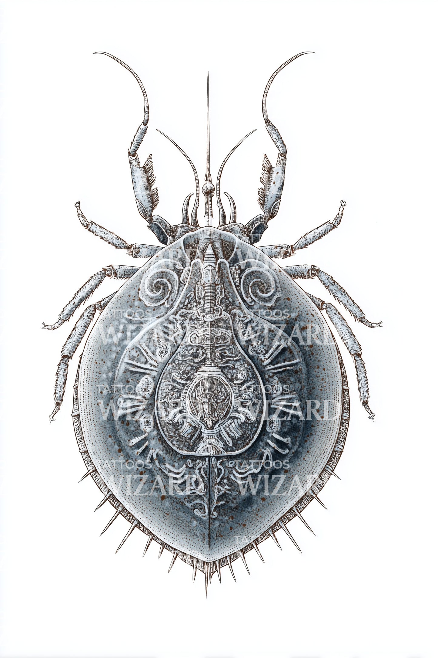 Ornate Beetle Shield Tattoo Illustration