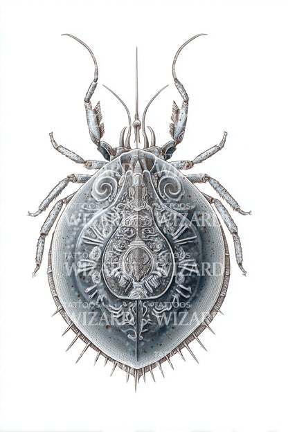 Ornate Beetle Shield Tattoo Illustration