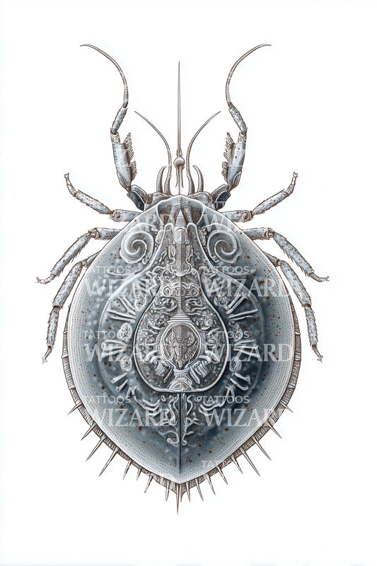 Ornate Beetle Shield Tattoo Illustration