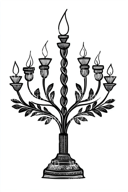 Ornate Candle Candelabra Tattoo Design