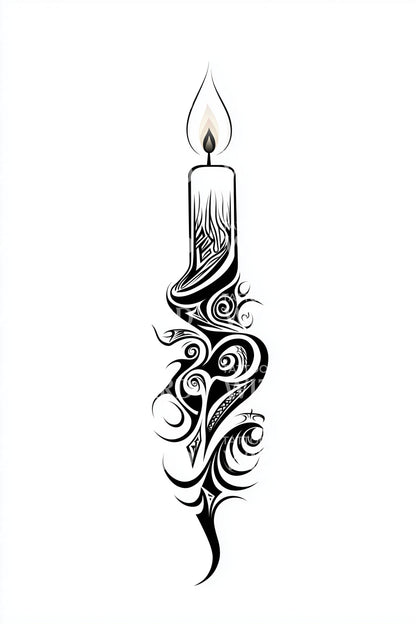 Verziertes Kerzenflammen-Tattoo-Design