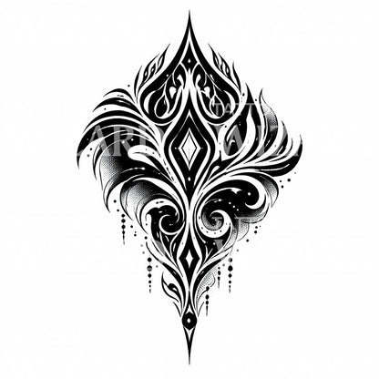 Ornate Diamond Filigree Tattoo Design