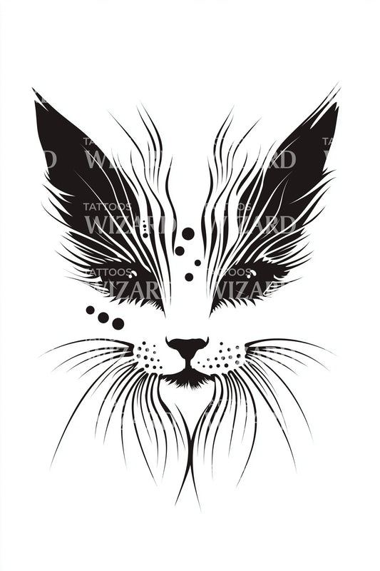 Ornate Feline Mask Tattoo Design