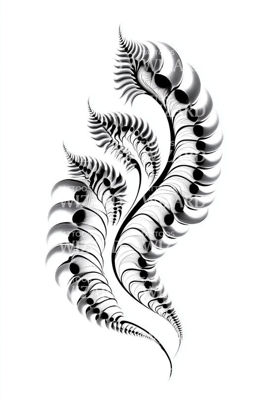 Ornate Fern Fronds Tattoo Design