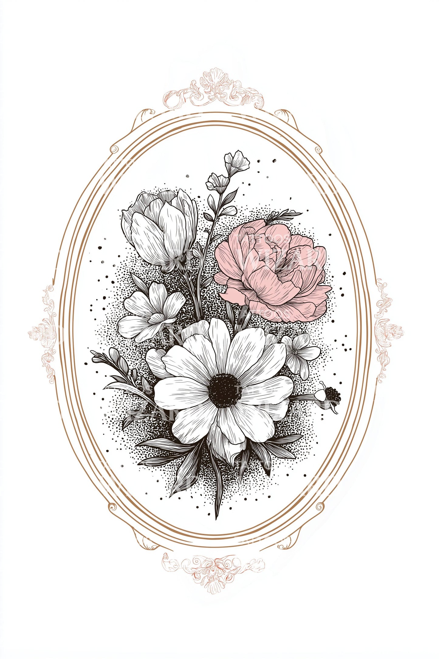 Ornate Floral Frame Tattoo Design