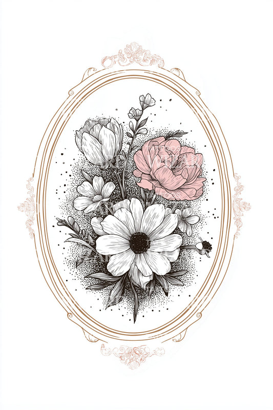 Ornate Floral Frame Tattoo Design