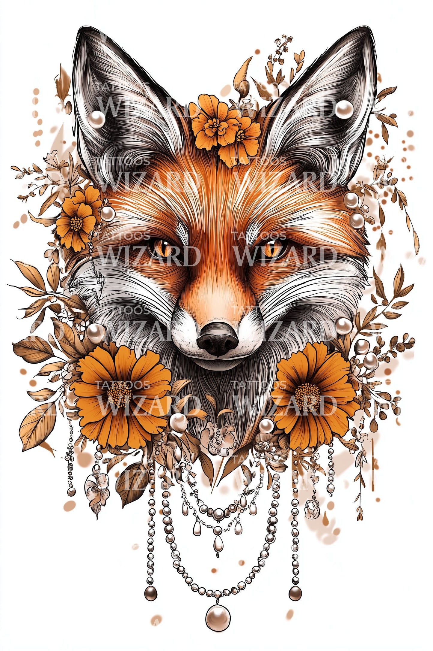 Ornate Fox Mask Tattoo Design