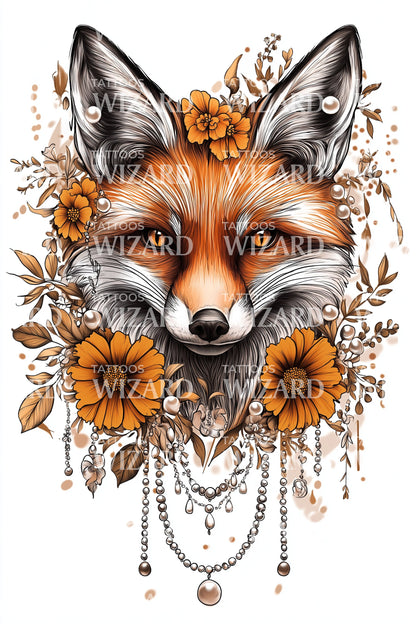 Ornerad rävmask tatuering design