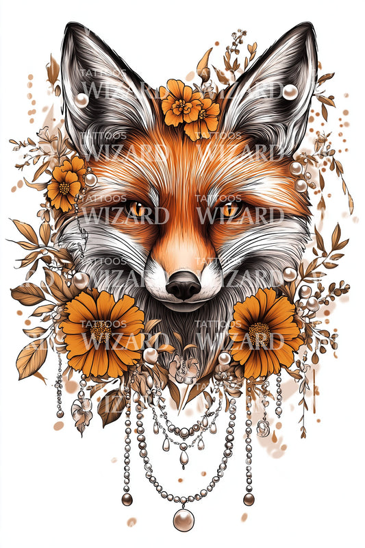 Ornate Fox Mask Tattoo Design