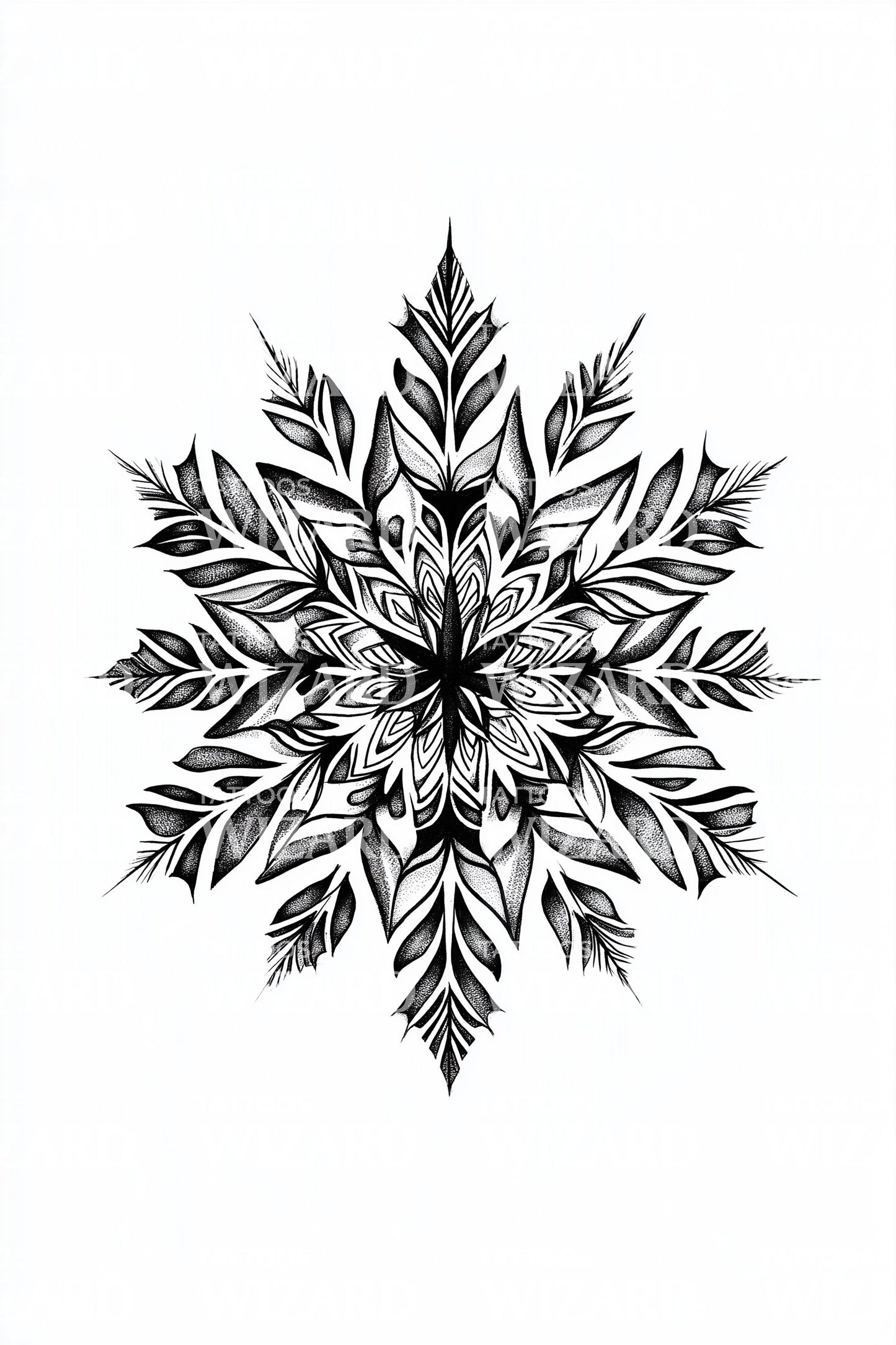 Ornate Frosted Snowflake Tattoo Design