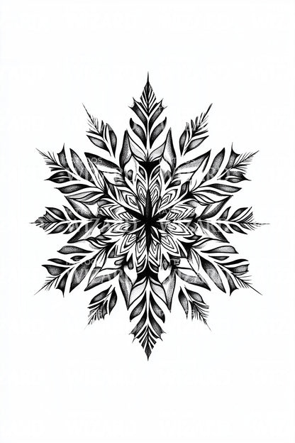 Ornate Frosted Snowflake Tattoo Design