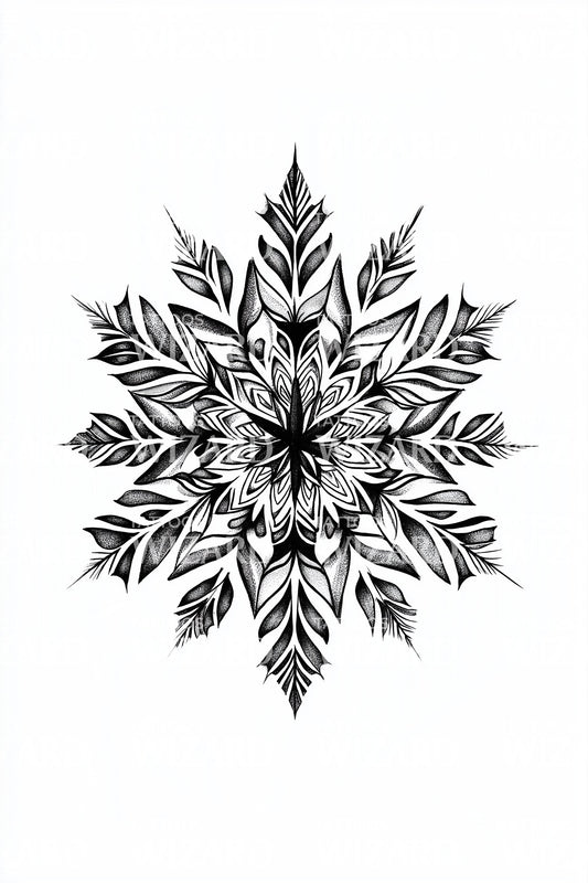 Ornate Frosted Snowflake Tattoo Design