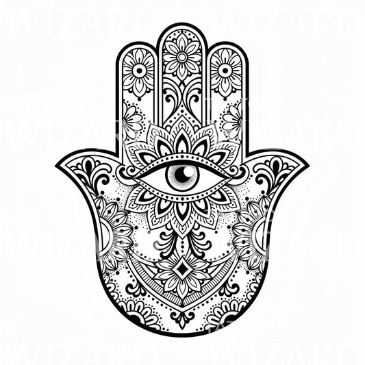 Ornate Hamsa Eye Tattoo Design