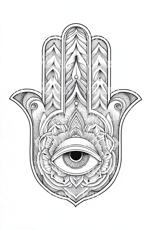Ornate Hamsa Protection Tattoo Design