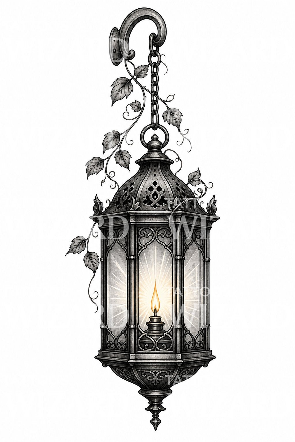 Ornate Hanging Lantern Tattoo Design