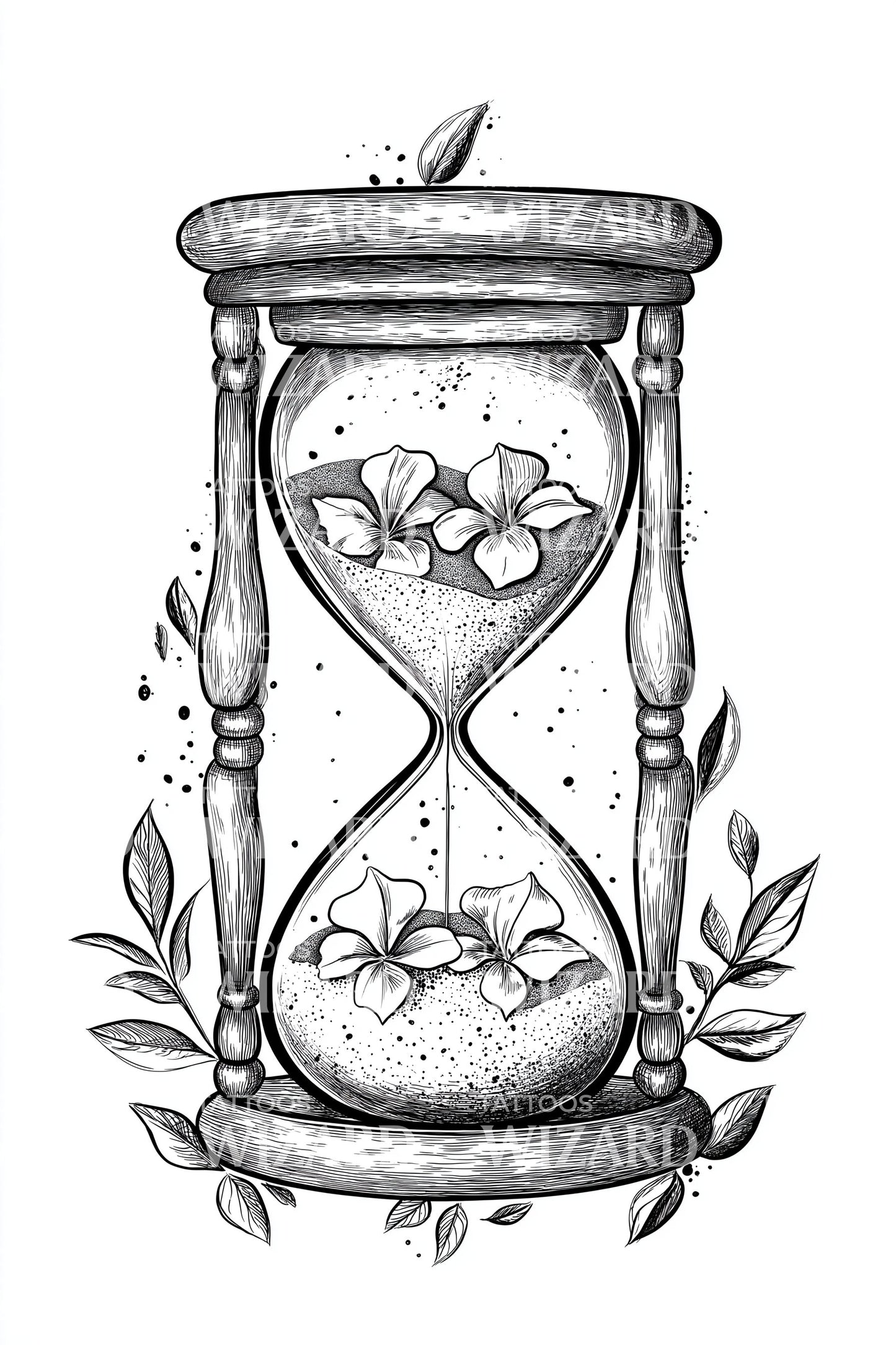 Ornate Heart Hourglass Tattoo Design