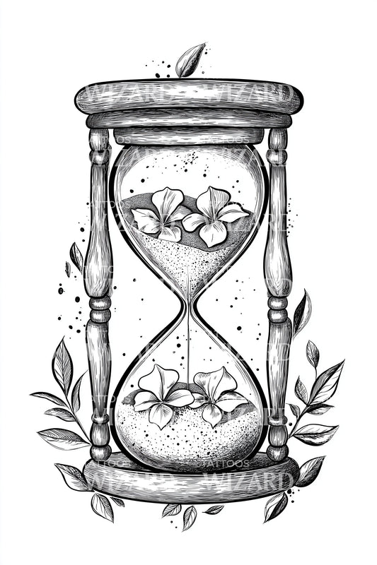 Ornate Heart Hourglass Tattoo Design