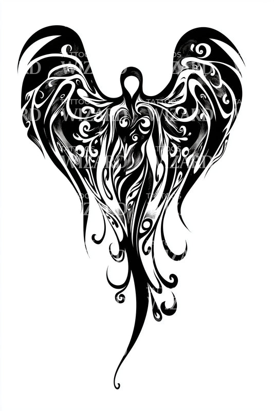 Ornate Heart Wings Tattoo Illustration