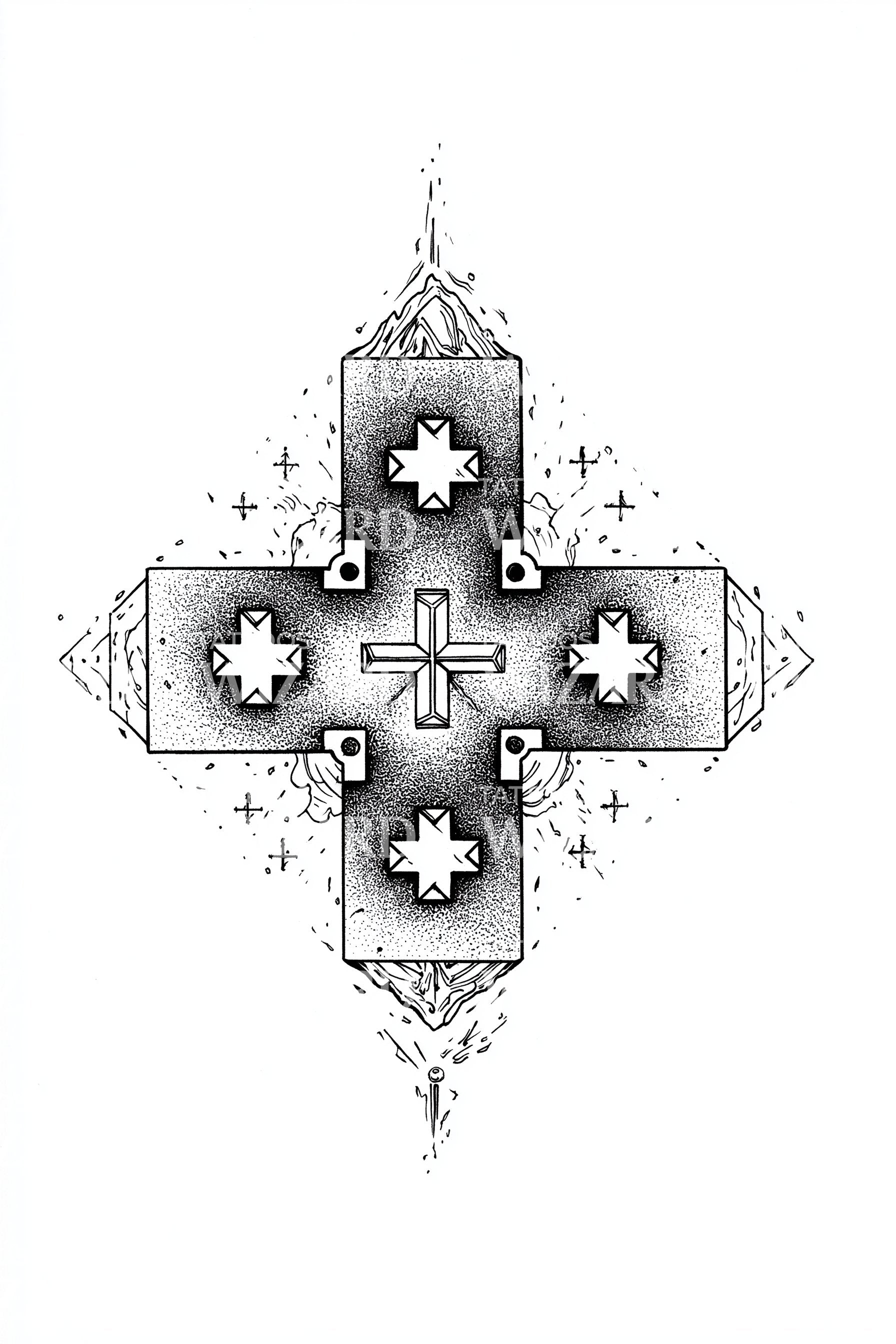 Ilustrasi Tato Salib Pulau Ornate – Tattoos Wizard Designs