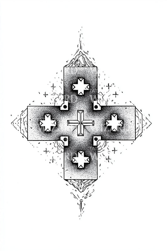 Ilustração de Tatuagem de Cruz Ornada da Ilha