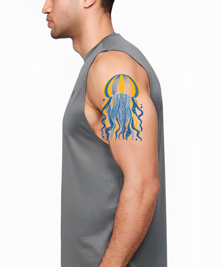 Ornate Blue Jellyfish Tattoo Design