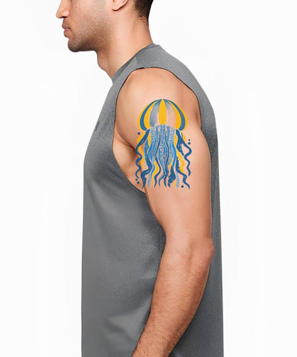 Verziertes blaues Quallen-Tattoo-Design