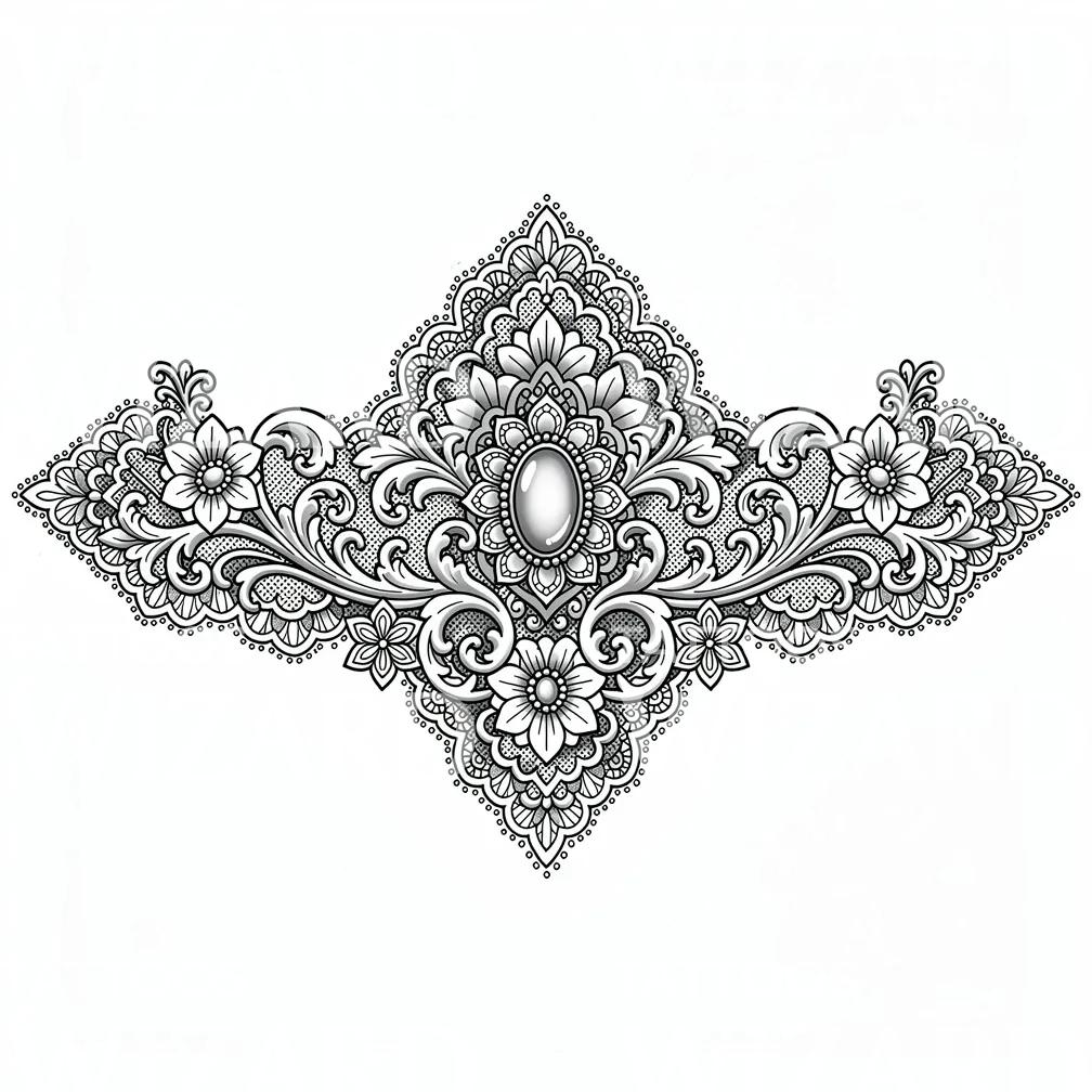 Ornate Jewel Mandala Tattoo Design