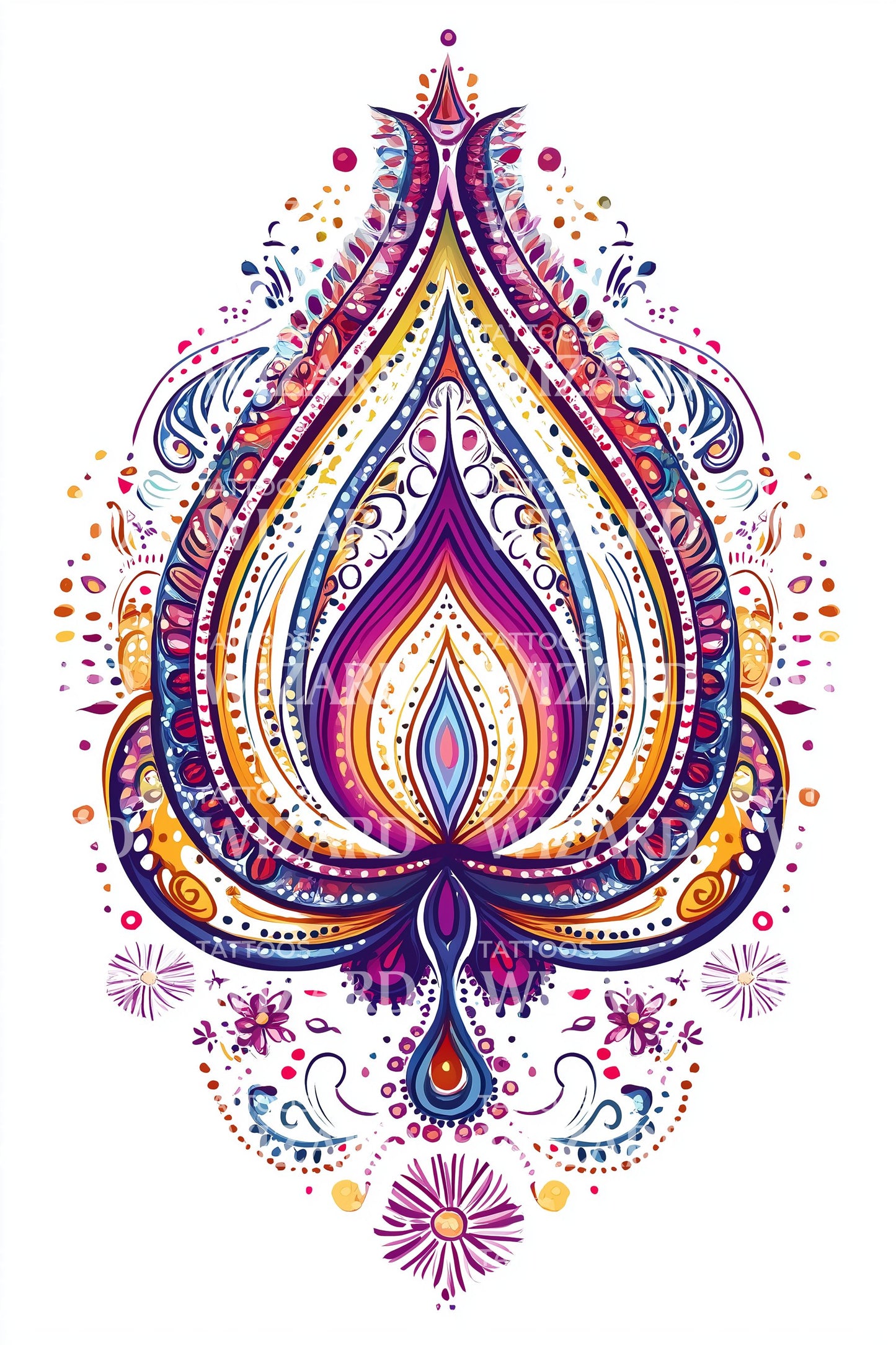 Ornate Jewel Paisley Tattoo Design