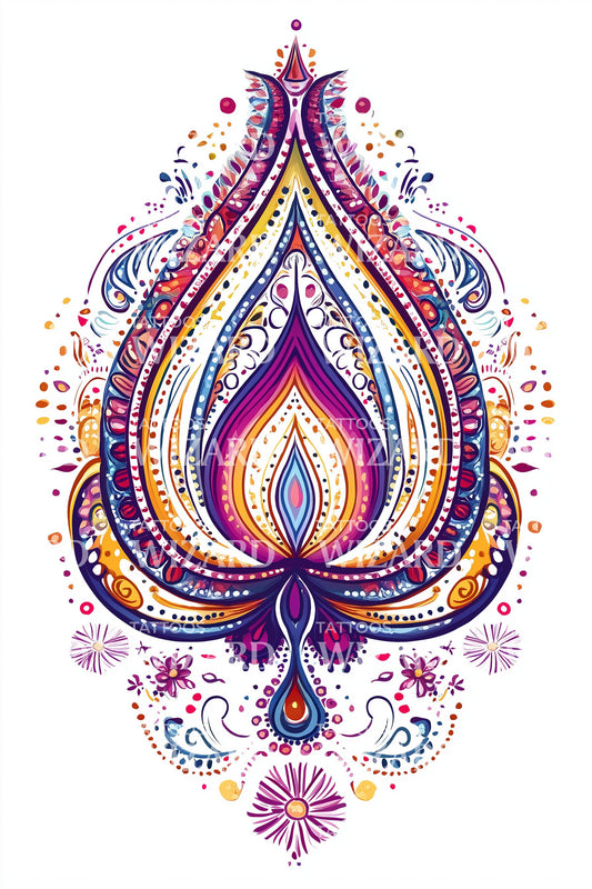 Ornate Jewel Paisley Tattoo Design