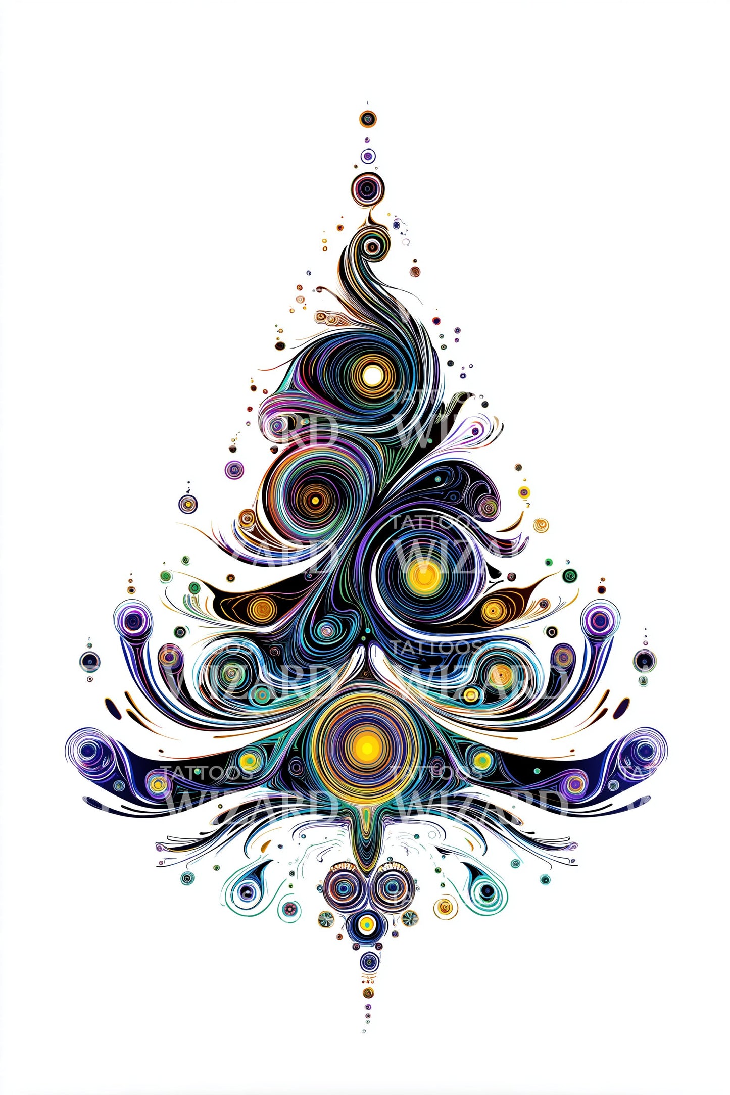 Ornate Jewel Tree Tattoo Illustration