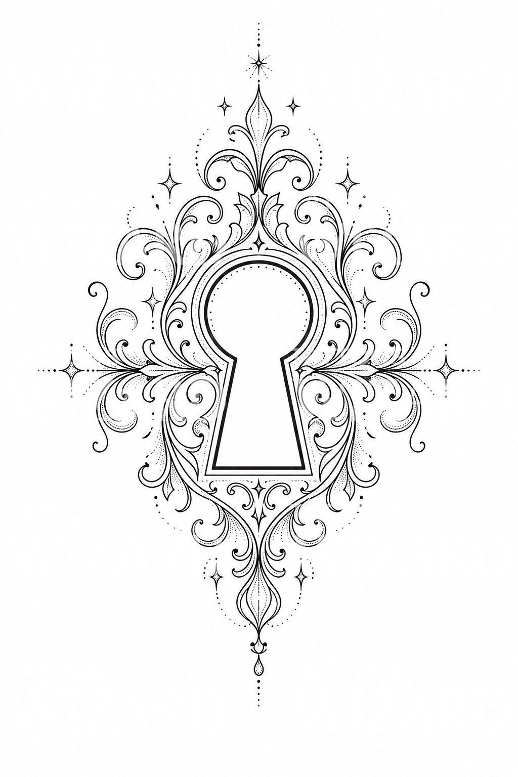 Ornate Keyhole Filigree Tattoo Design