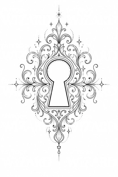 Ornate Keyhole Filigree Tattoo Design
