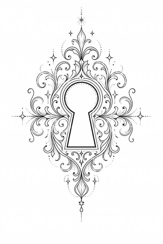 Ornate Keyhole Filigree Tattoo Design