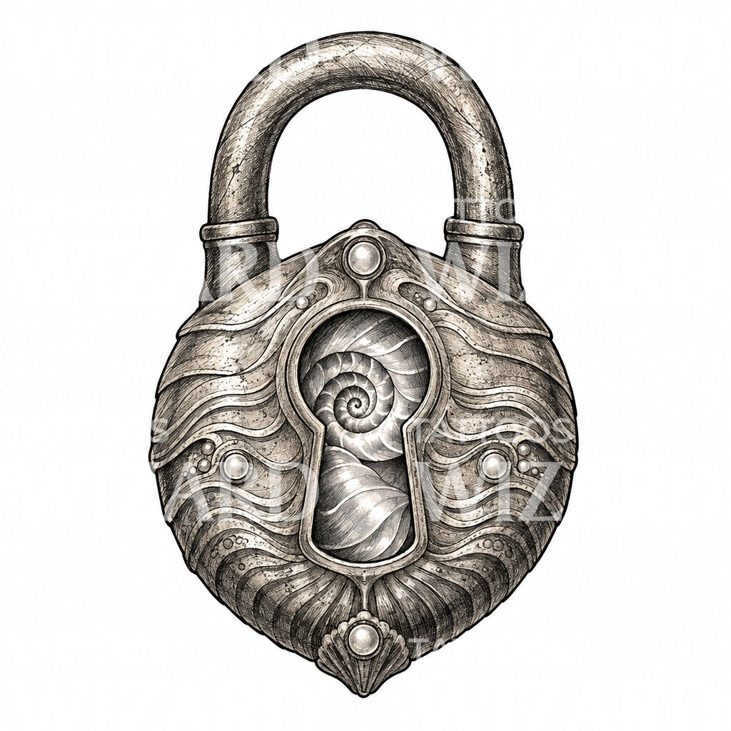 Desain Tato Kunci Lubang Kunci Berornamen