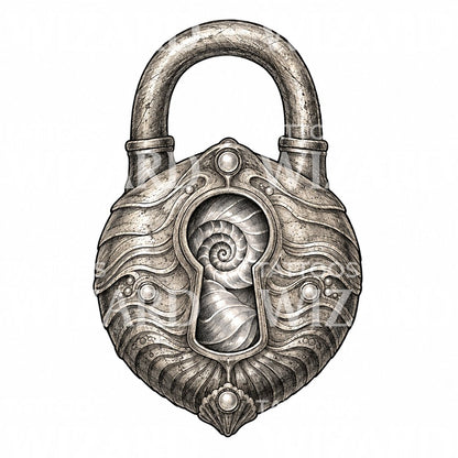 Desain Tato Kunci Lubang Kunci Berornamen