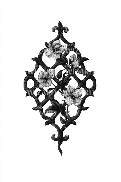 Ornate Lattice Motif Tattoo Design