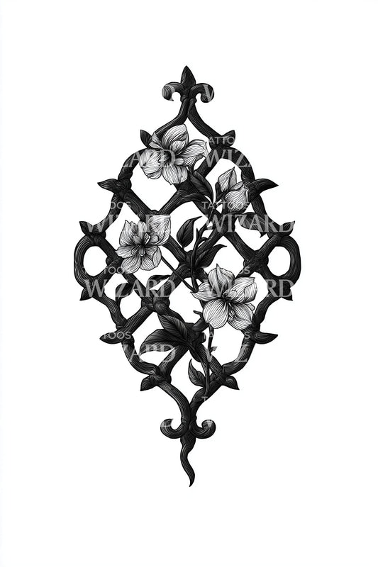 Ornate Lattice Motif Tattoo Design