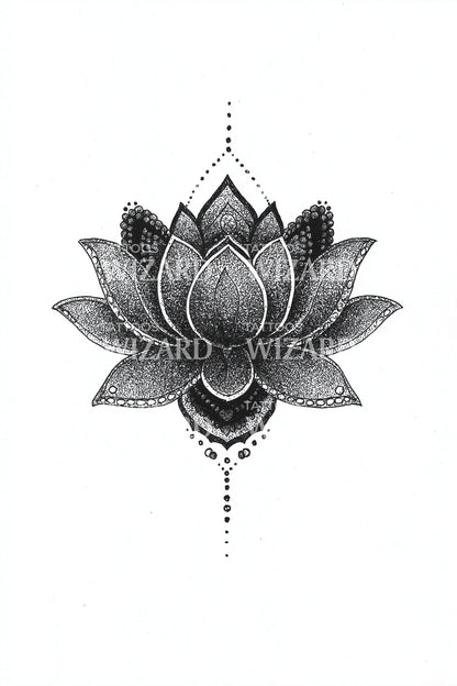 华丽莲花对称纹身设计