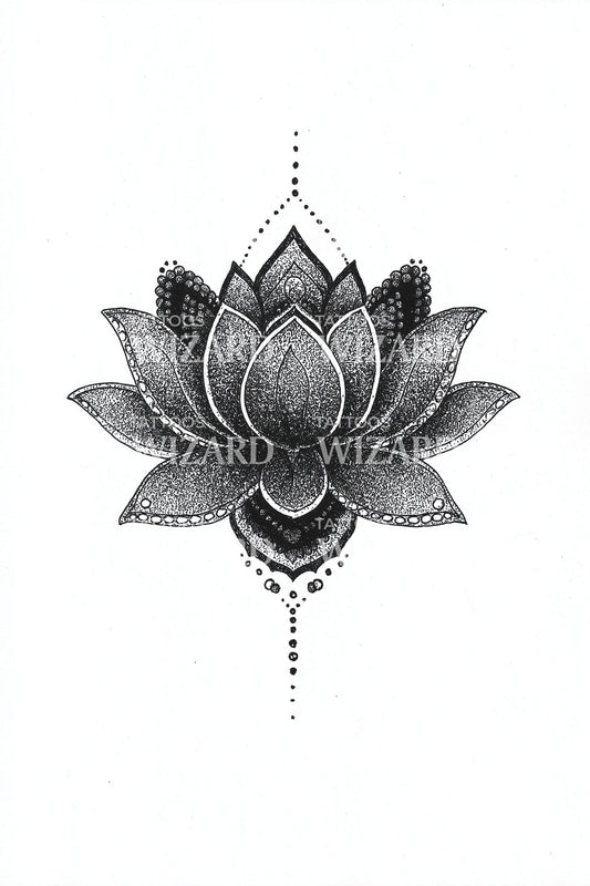 Ornate Lotus Alignment Tattoo Design