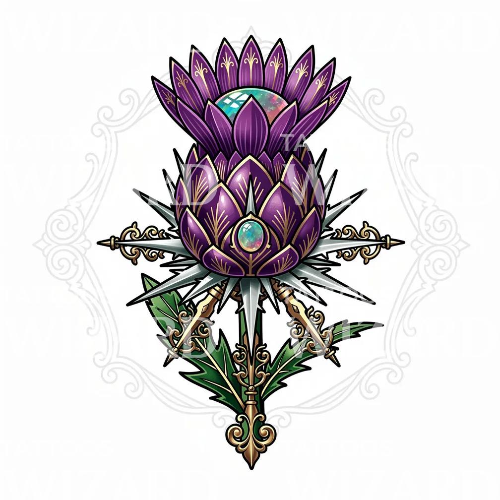 Ornate Lotus Compass Tattoo Design