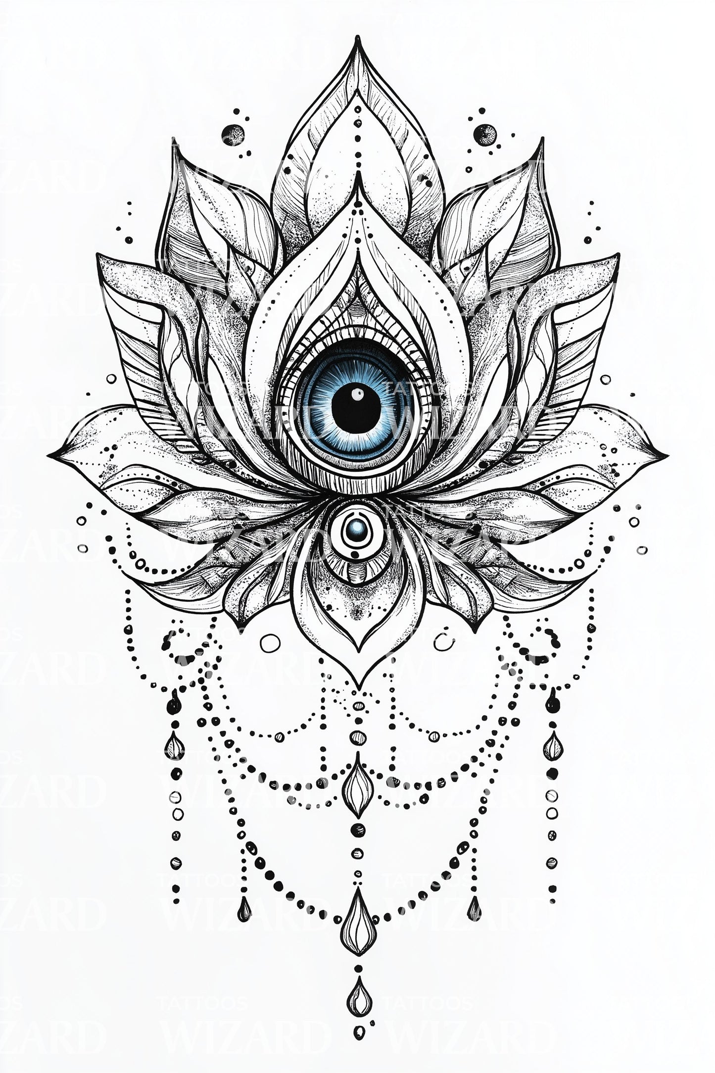 Ornate Lotus Eye Tattoo Design