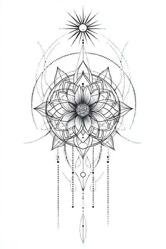 华丽莲花对称纹身设计