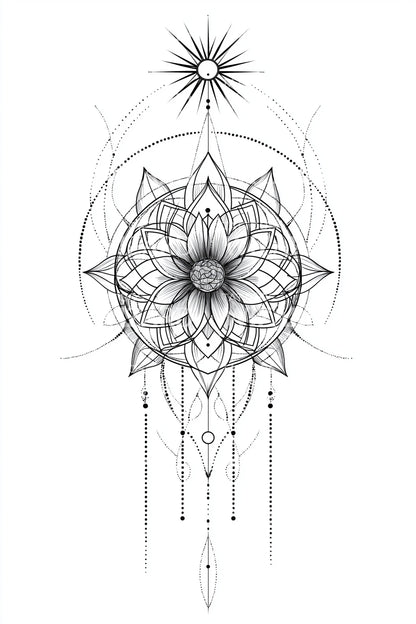 华丽莲花对称纹身设计
