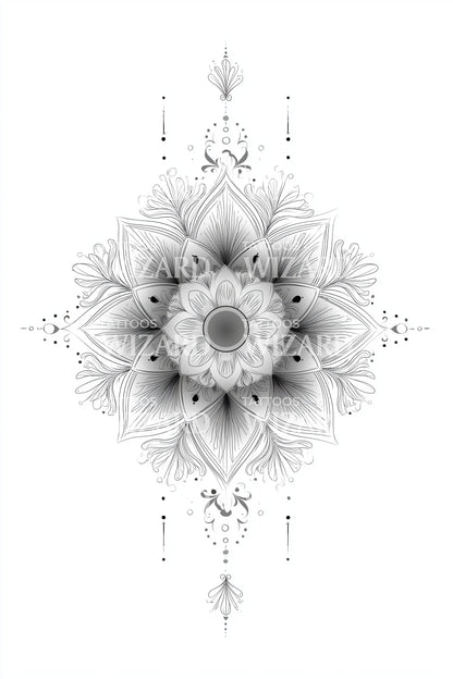 Ideia de Tatuagem de Bússola Mandala Ornada
