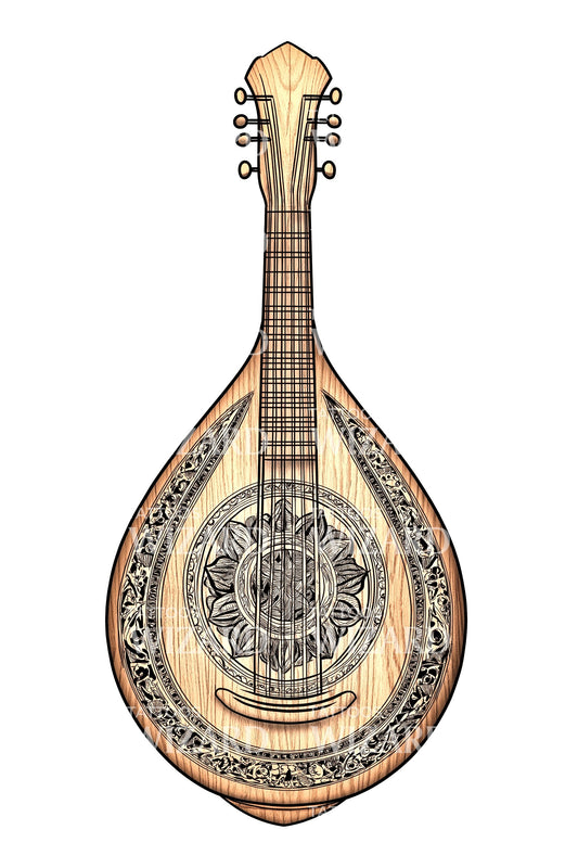Ornate Mandolin Tattoo Design